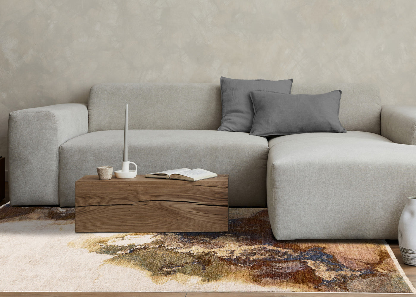 Micah Modern Galaxy Area Rug - Cream Grey Blue - 8' X 11'