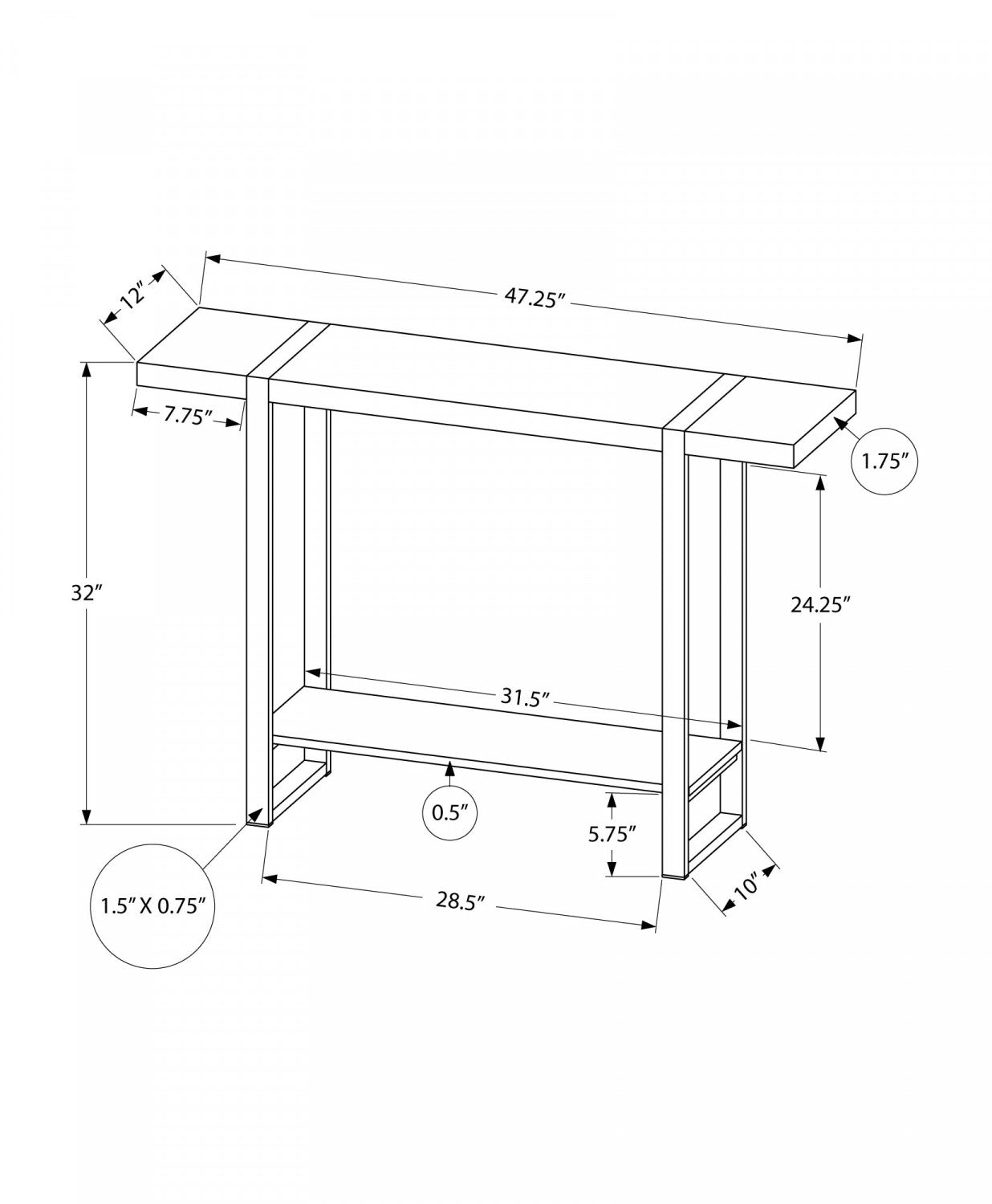 Allen Sofa Table - Rustic Brown