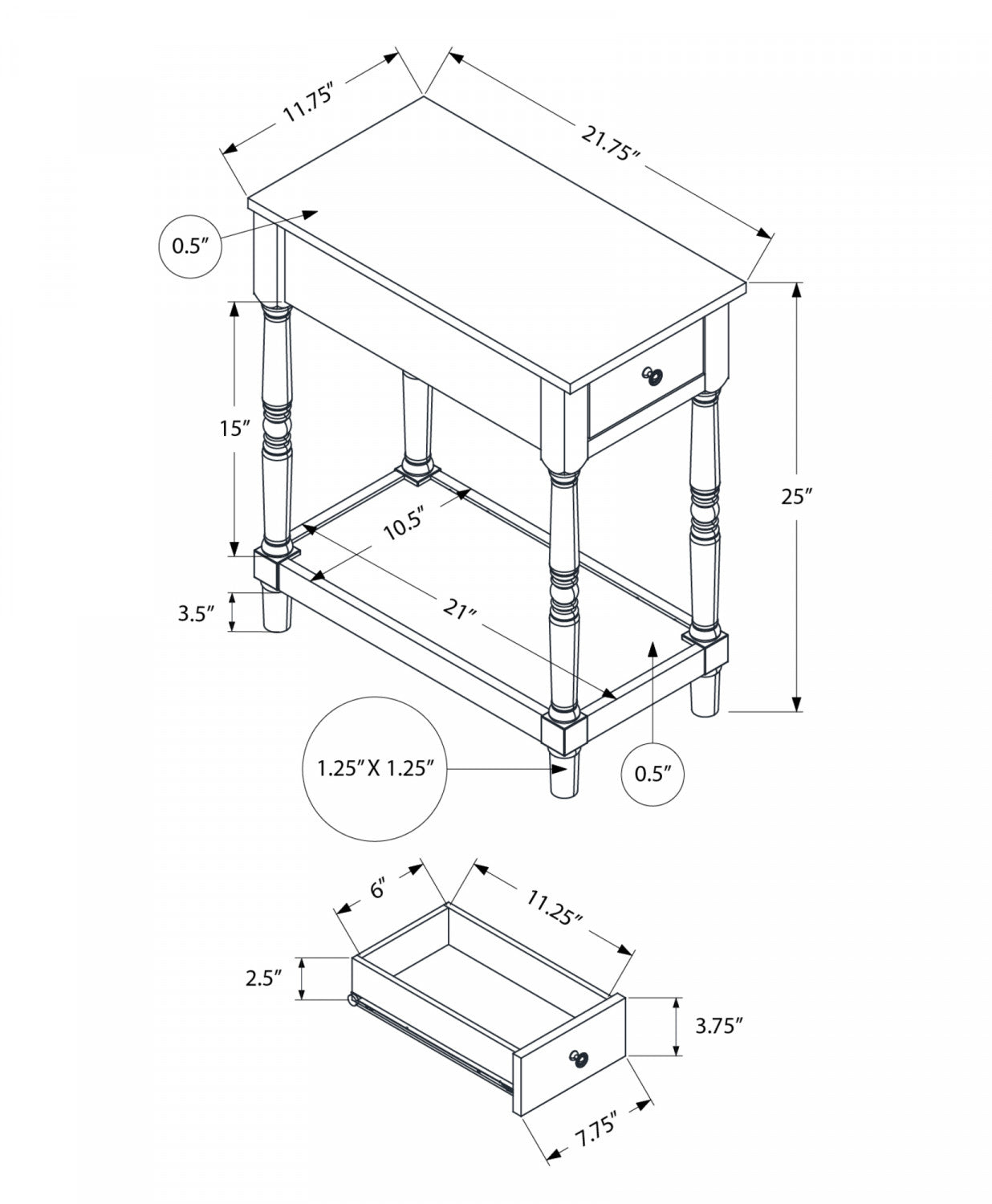 Vanta Side Table - Brown