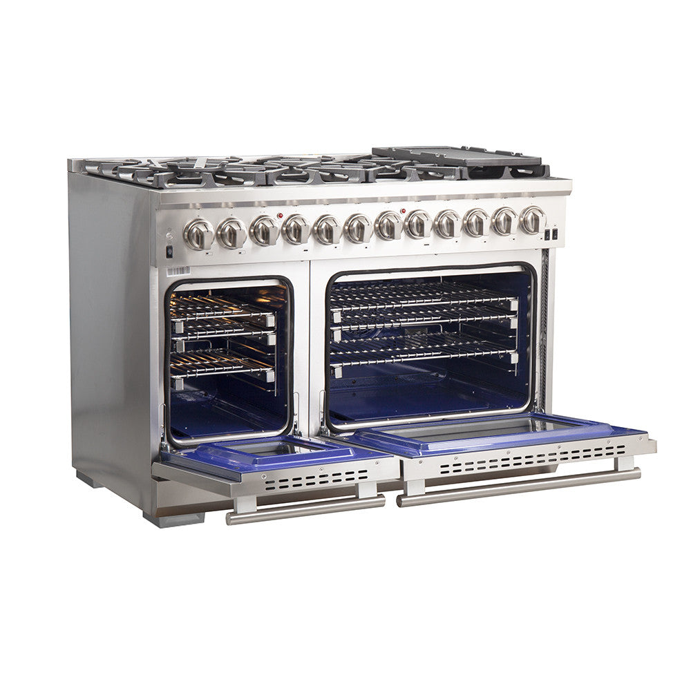 Forno Capriasca 48" Stainless Steel Freestanding Dual Fuel Double Oven Range (6.58 Cu. Ft.) - FFSGS6187-48