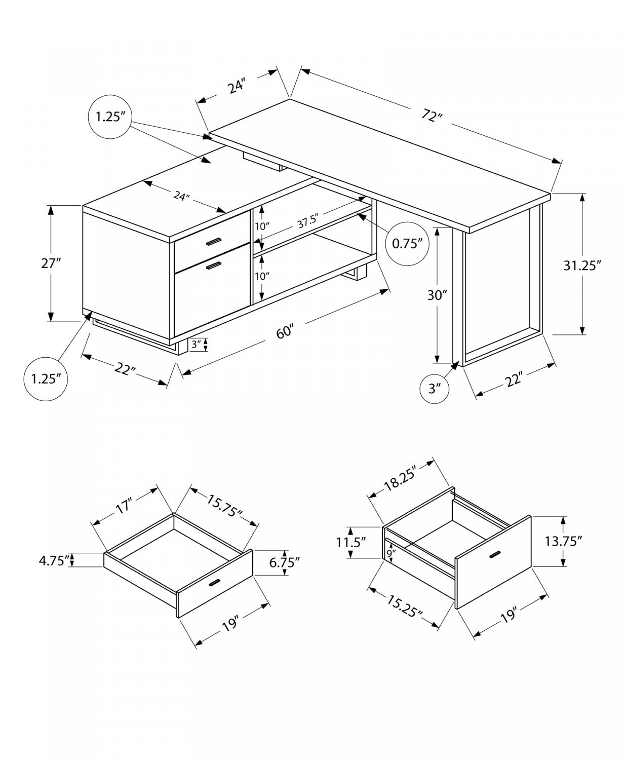 Runo Desk - White