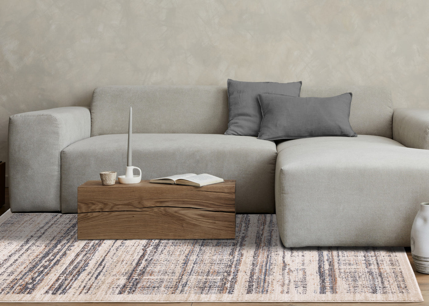 Sadie Casual Contemporary Area Rug - Grey Beige - 5' X 8'