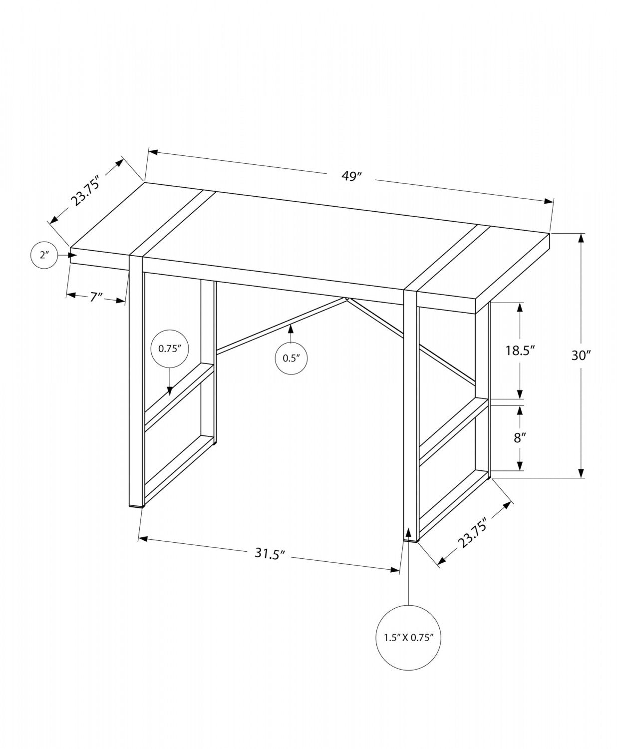 Dray Desk - Concrete Grey
