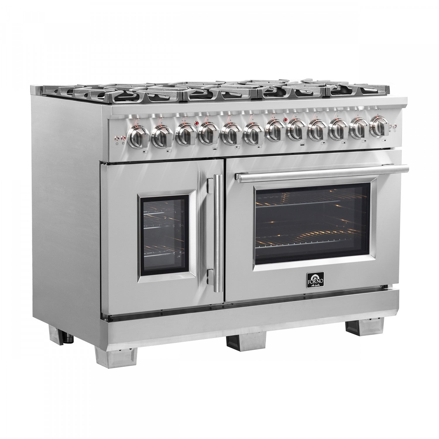 Forno Capriasca 48" Stainless Steel Freestanding Dual Fuel Double Oven Range with True Convection (6.58 Cu. Ft.) - FFSGS6387-48