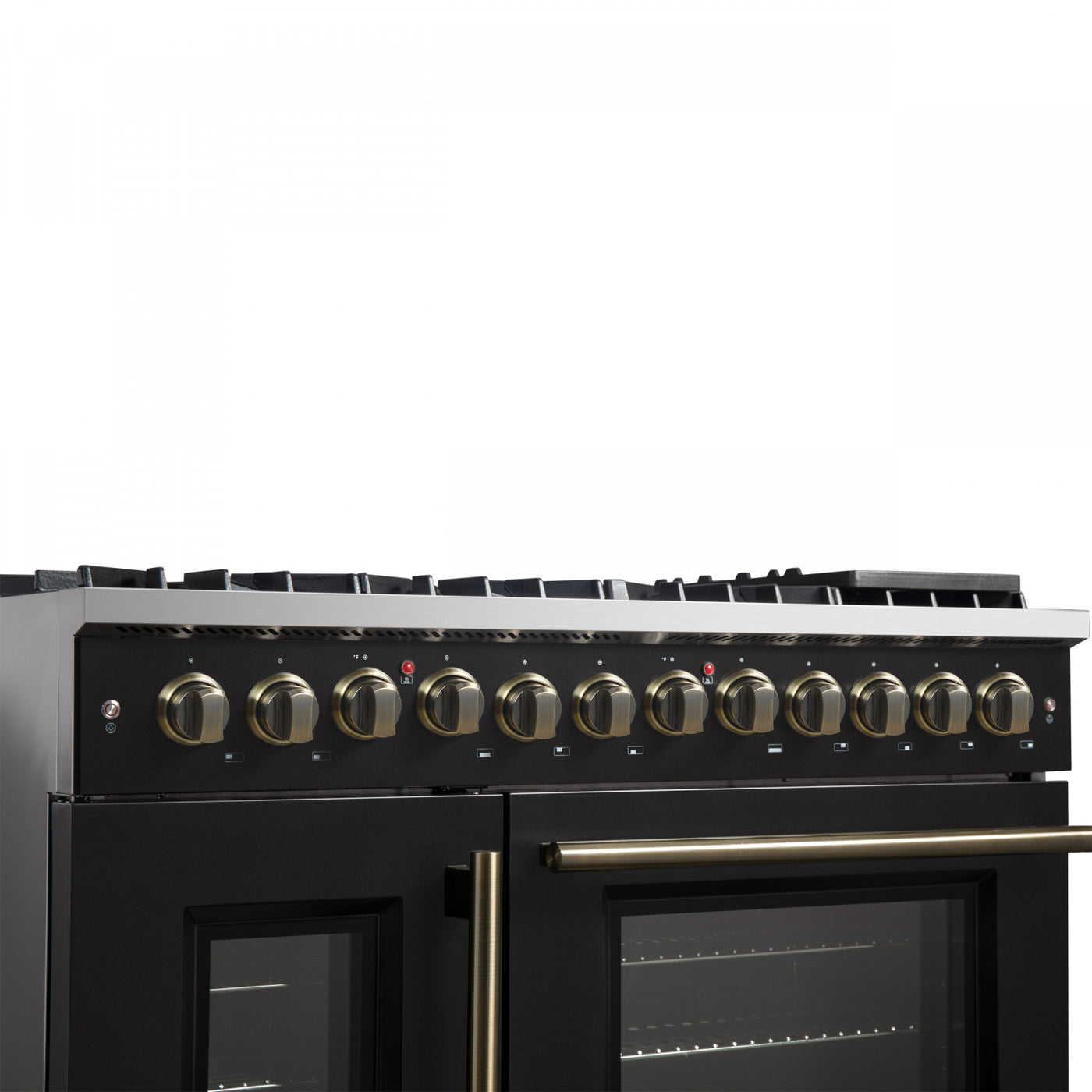 Forno Galiano 48" Black French Door Freestanding Dual Fuel Double Oven Range (6.58 Cu. Ft.) - FFSGS6356-48BLK