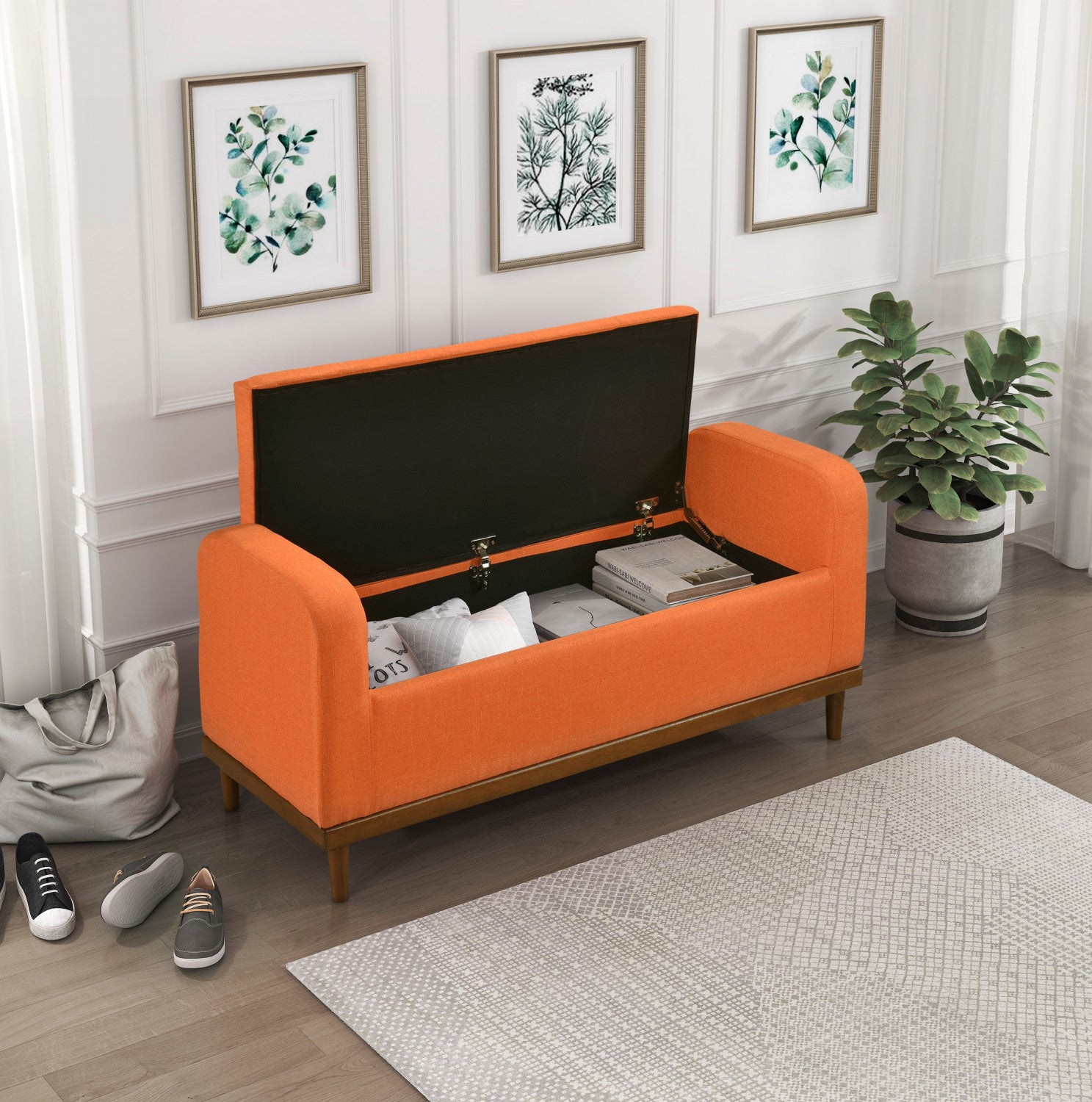 Elayne Ottoman Bench - Orange