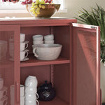 Channing 2 Door Storage Cabinet with Mesh Metal - Terracotta