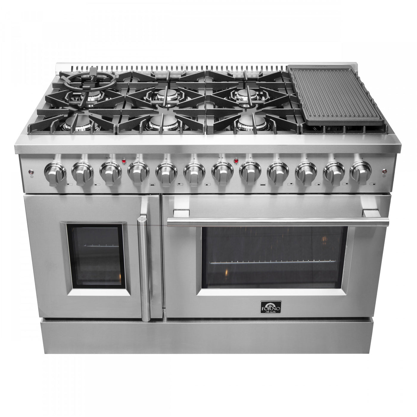 Forno Galiano 48" Stainless Steel French Door Freestanding Dual Fuel Double Oven Range (6.58 Cu. Ft.) - FFSGS6356-48