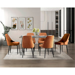 Eugenie Velvet Dining Chair - Orange - Set of Two