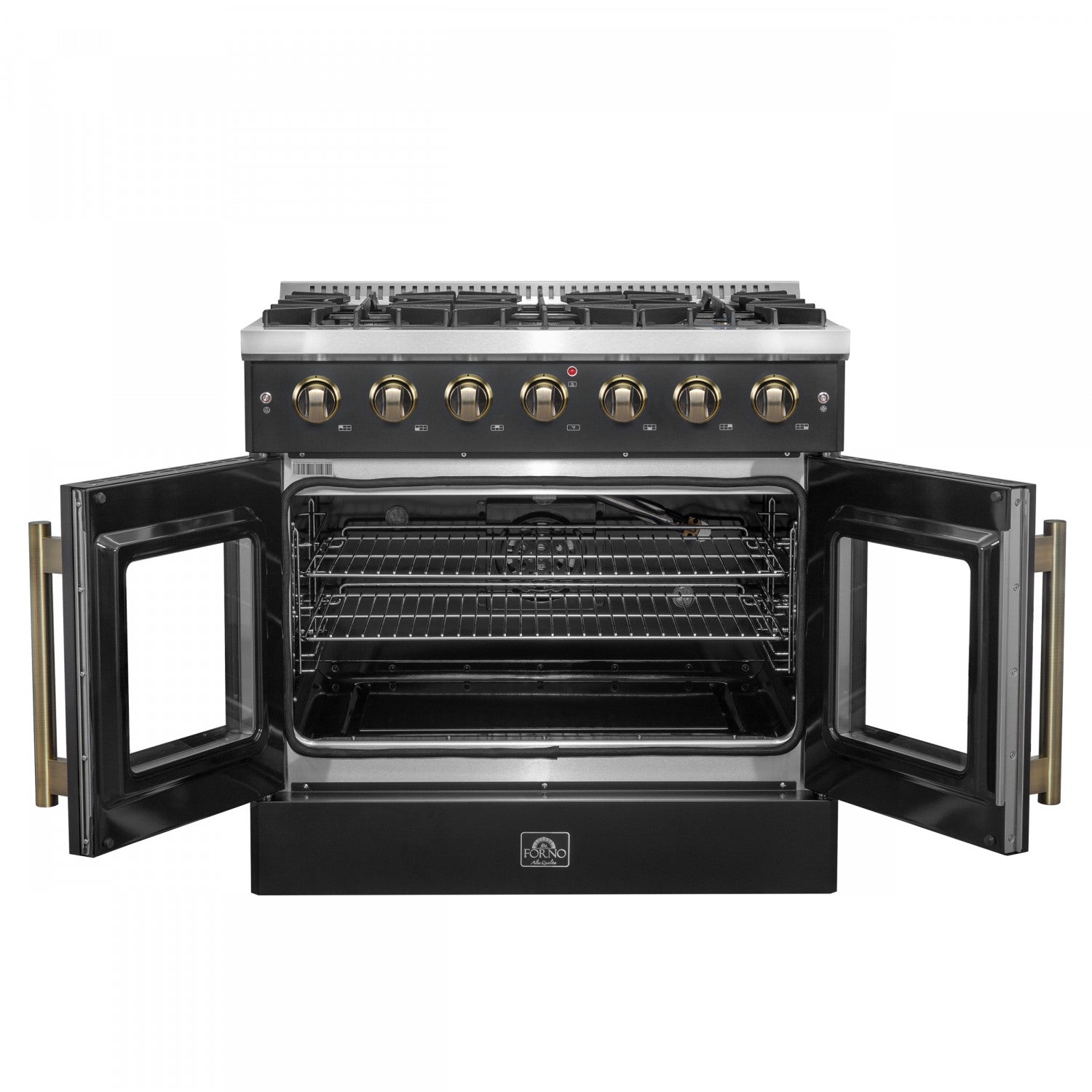 Forno Galiano 36" Black French Door Freestanding Gas Range (5.36 Cu. Ft.) - FFSGS6444-36BLK