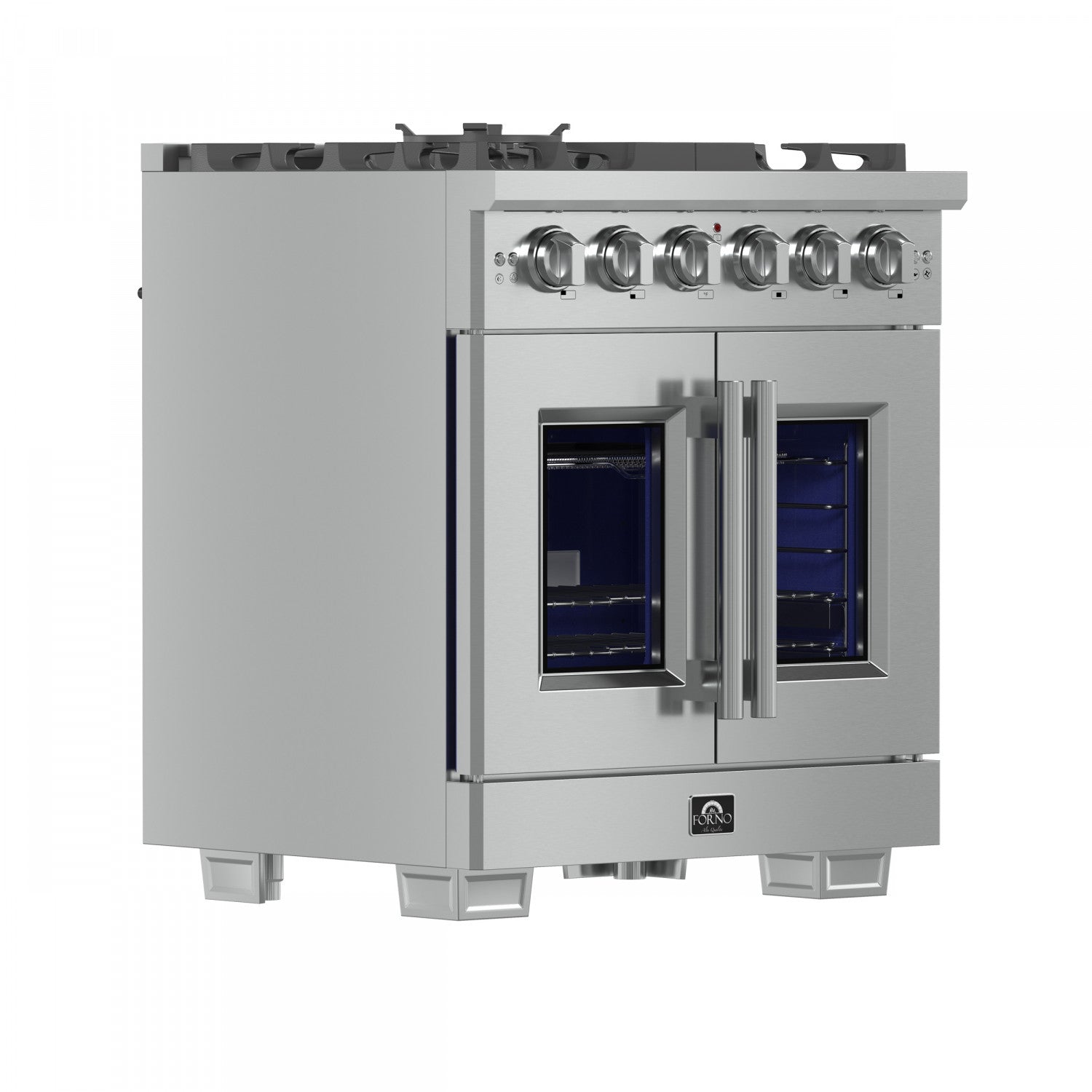 Forno Capriasca 30" Stainless Steel French Door Freestanding Gas Range with Air Fry (4.32 Cu. Ft.) - FFSGS6460-30
