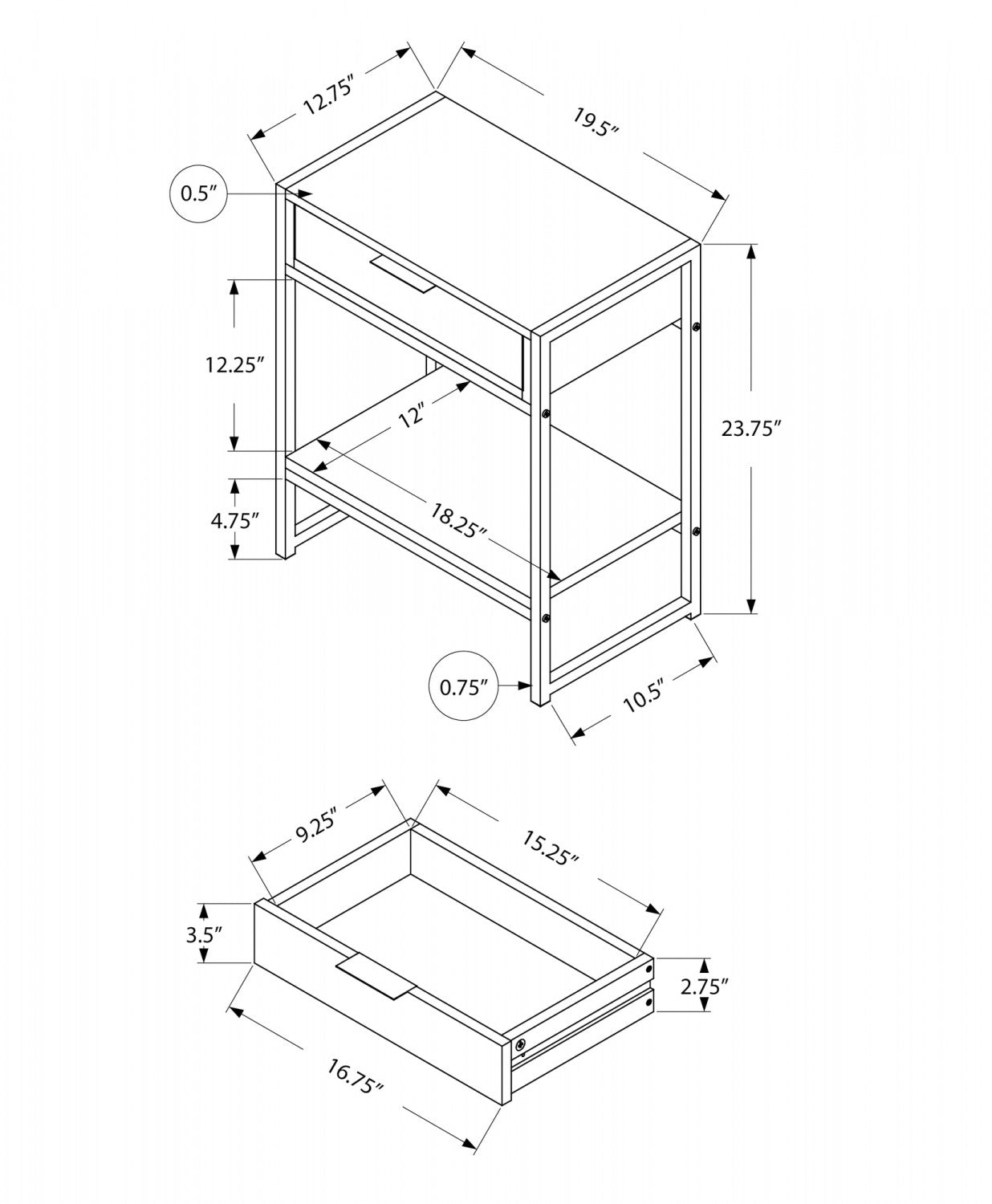 Tallen Side Table - Grey