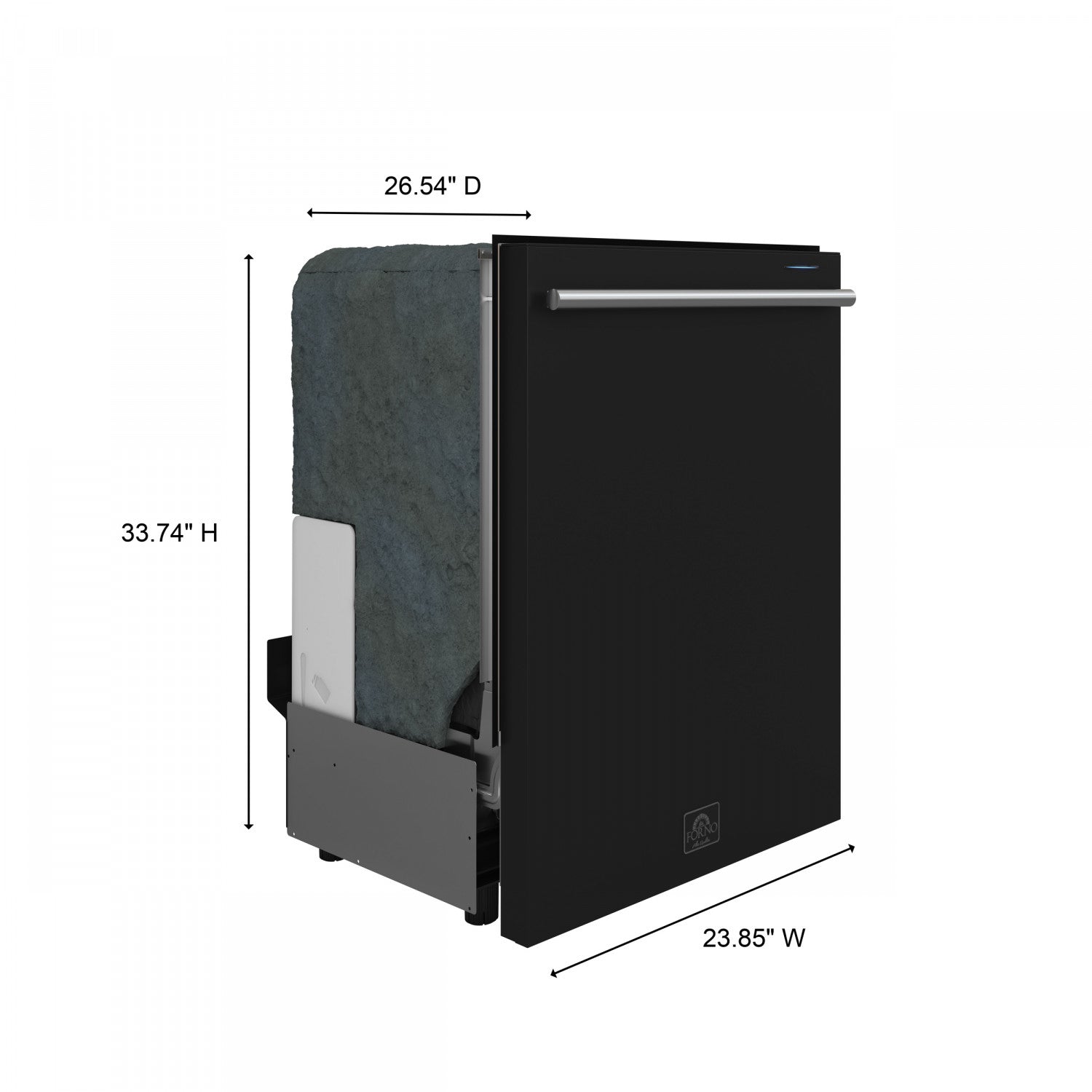 Forno Pozzo Black Built-in Top Control Dishwasher (49 dBa) - FDWBI8067-24BLK