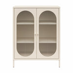 Luna Short 2-Door Metal Accent Cabinet with Fluted Glass - Parchment