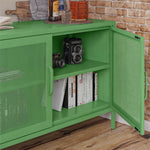 Channing Wide 2 Door Storage Cabinet with Mesh Metal - Kelly Green