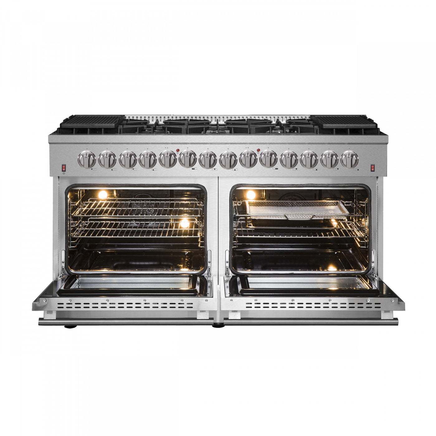 Forno Galiano 60" Stainless Steel Freestanding Dual Fuel Double Oven Range With True Convection (8.64 Cu. Ft.) - FFSGS6156-60