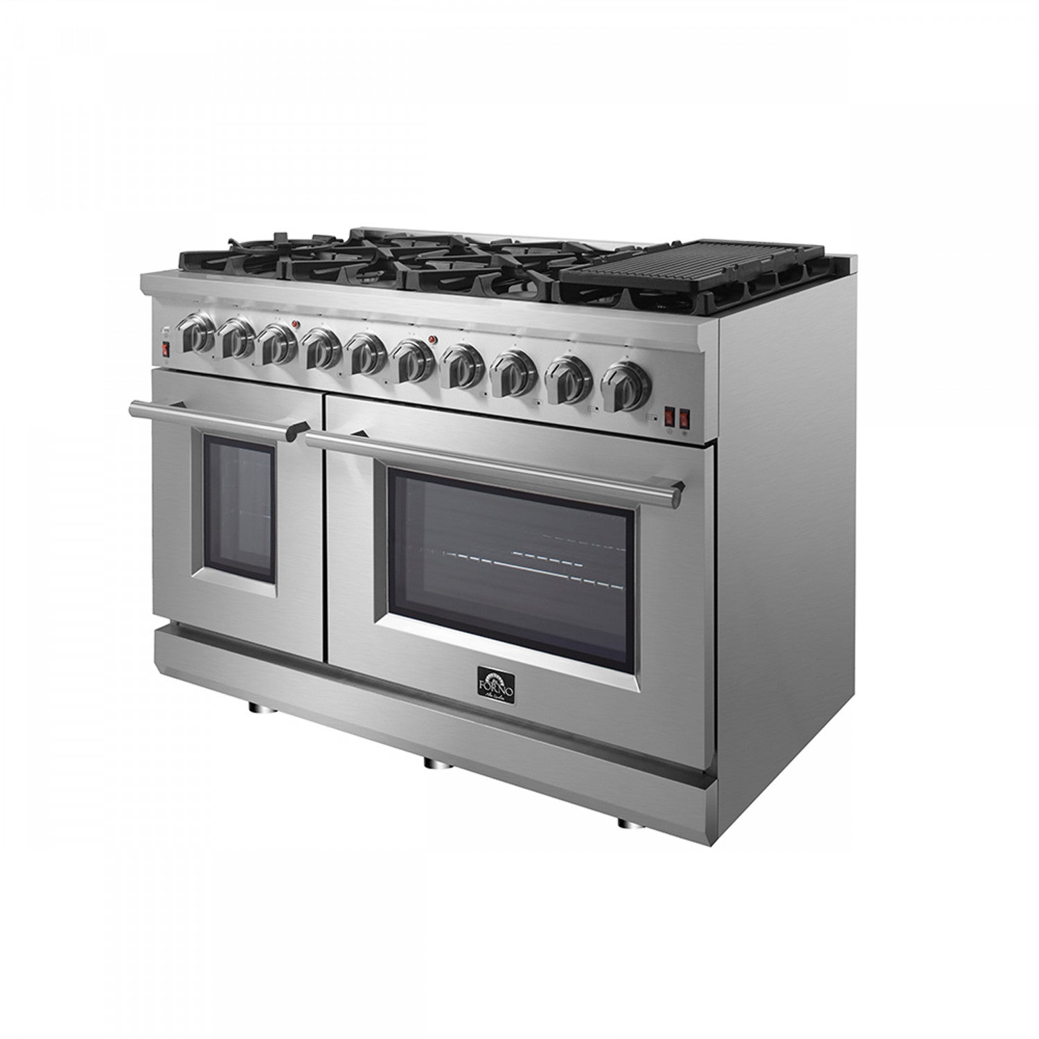 Forno Massimo 48" Stainless Steel Freestanding Double Oven Gas Range with Air Fry (6.58 Cu. Ft.) - FFSGS6239-48