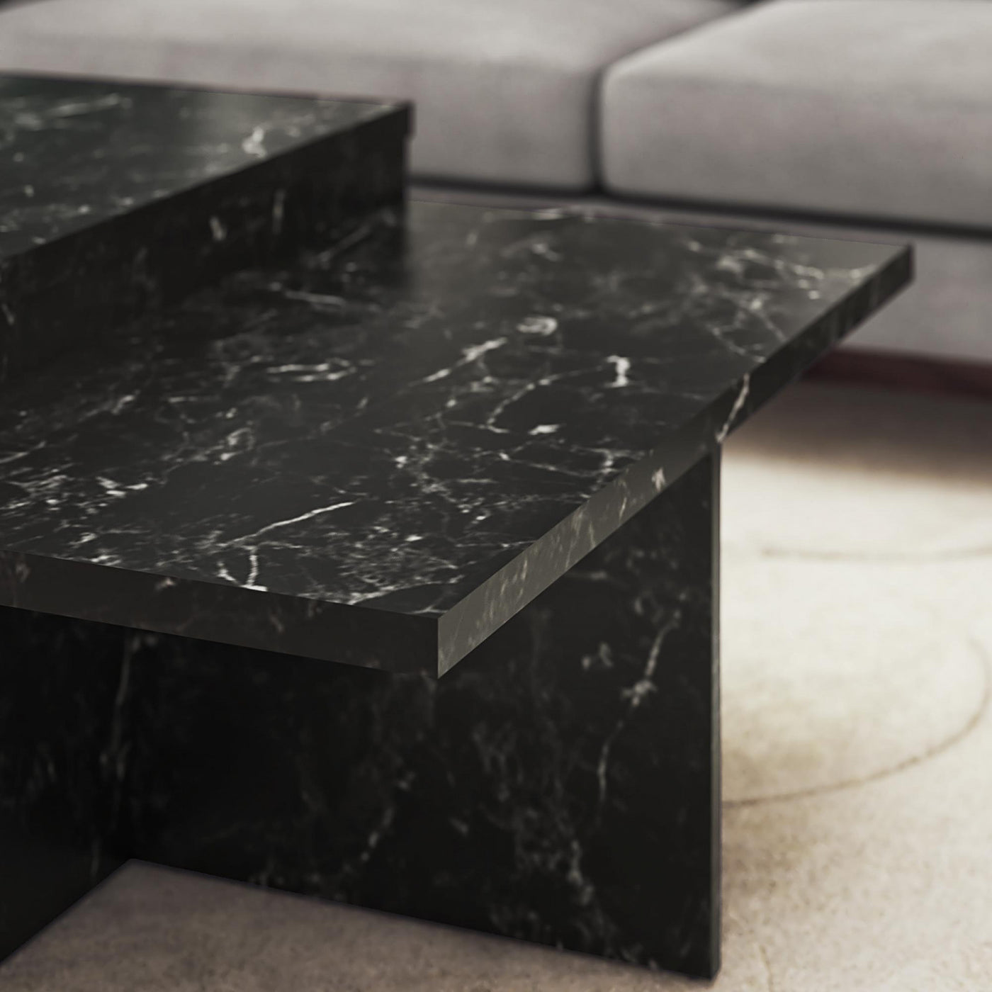 Brielle Two-Tiered Coffee Table - Faux Black Marble