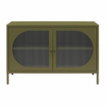 Luna Wide 2-Door Accent Cabinet with Fluted Glass - Olive Green