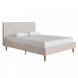 Daphne Upholstered Full Bed - Ivory Velvet