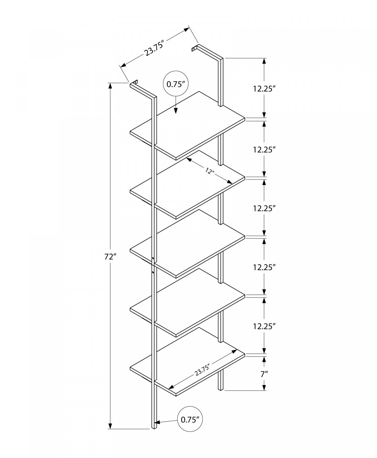 Vale Bookcase - Marble Black