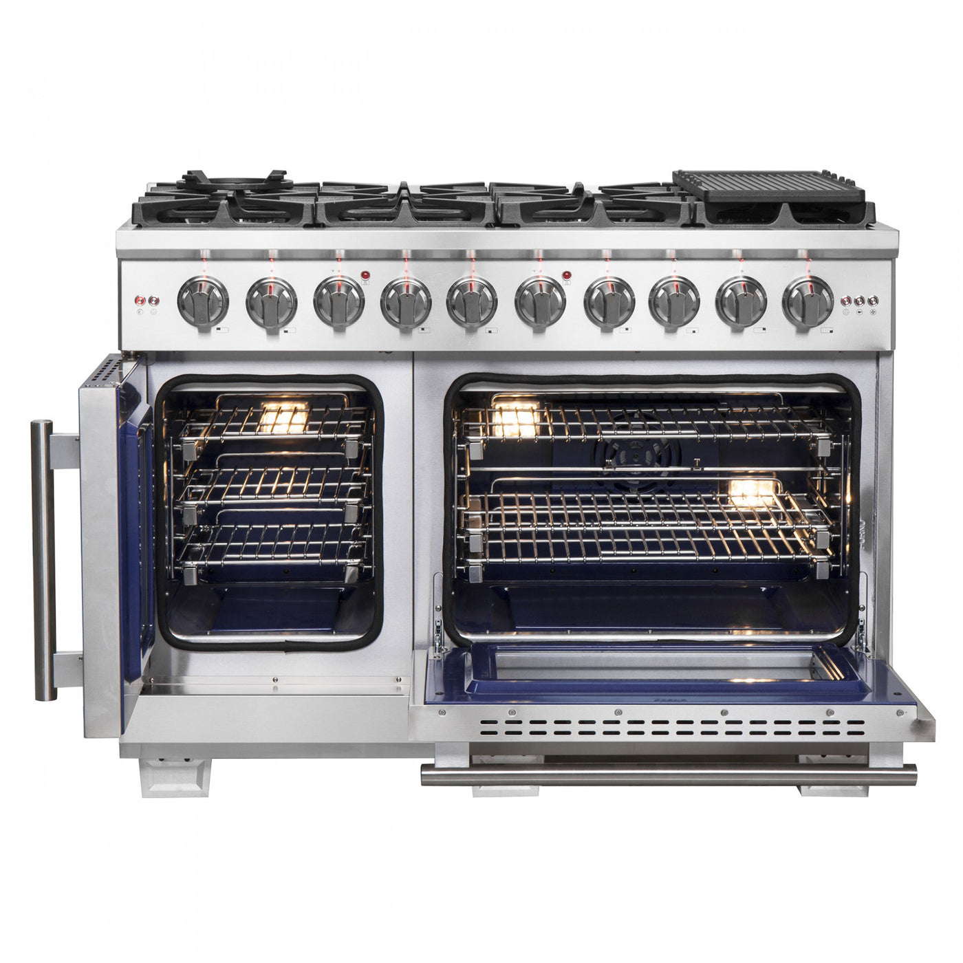 Forno Capriasca 48" Stainless Steel Freestanding French Door Double Oven Gas Range (6.58 Cu. Ft.) - FFSGS6460-48