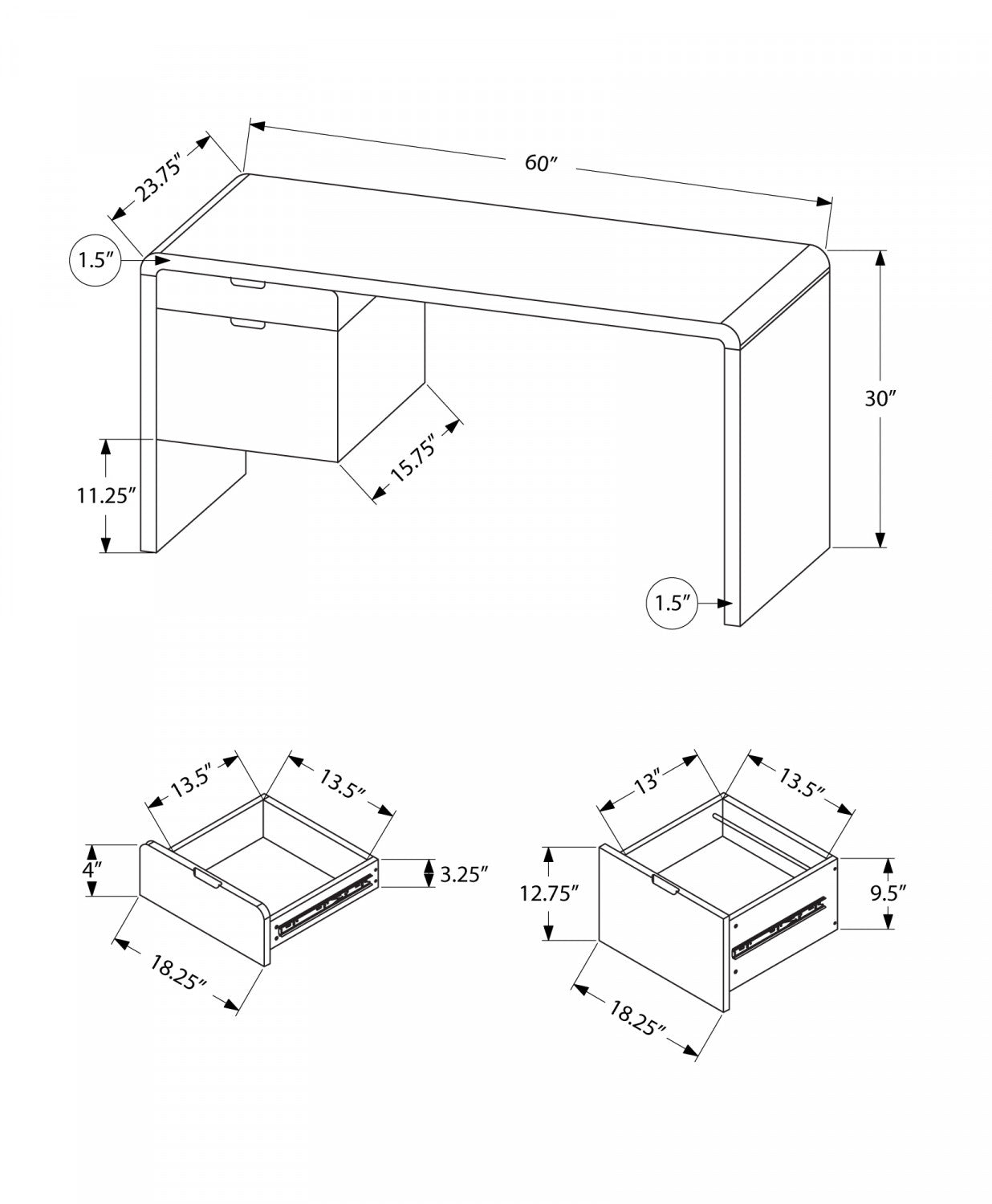 Noen Desk - White
