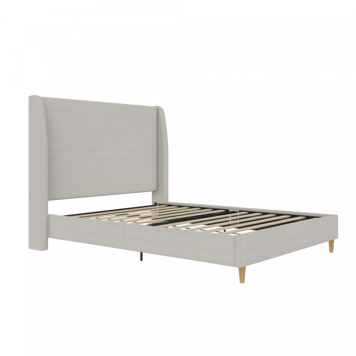 Tess Upholstered Wingback Queen Bed - Whiskey Gray Linen