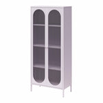 Luna Tall 2-Door Accent Cabinet with Fluted Glass - Lilac