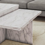 Brielle Two-Tiered Coffee Table - Faux White Marble