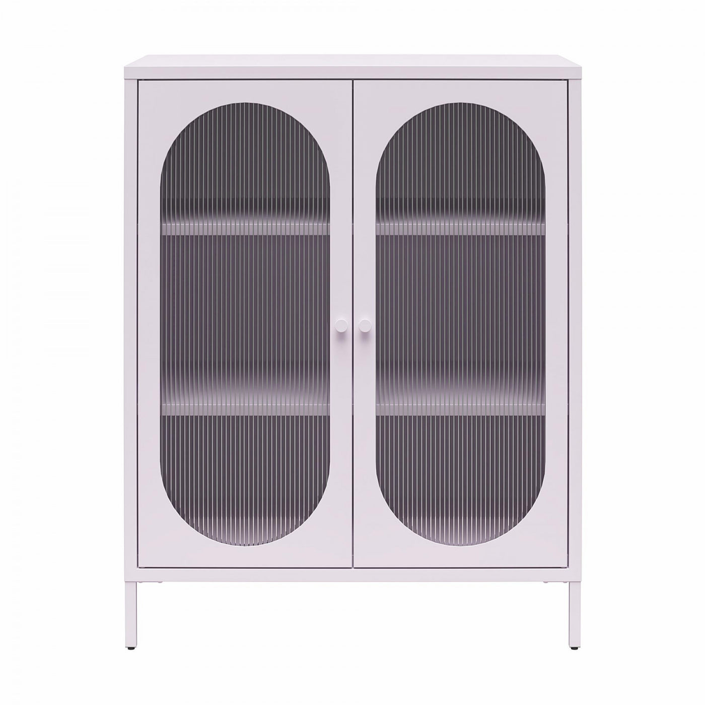 Luna Short 2-Door Metal Accent Cabinet with Fluted Glass - Lilac