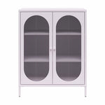 Luna Short 2-Door Metal Accent Cabinet with Fluted Glass - Lilac