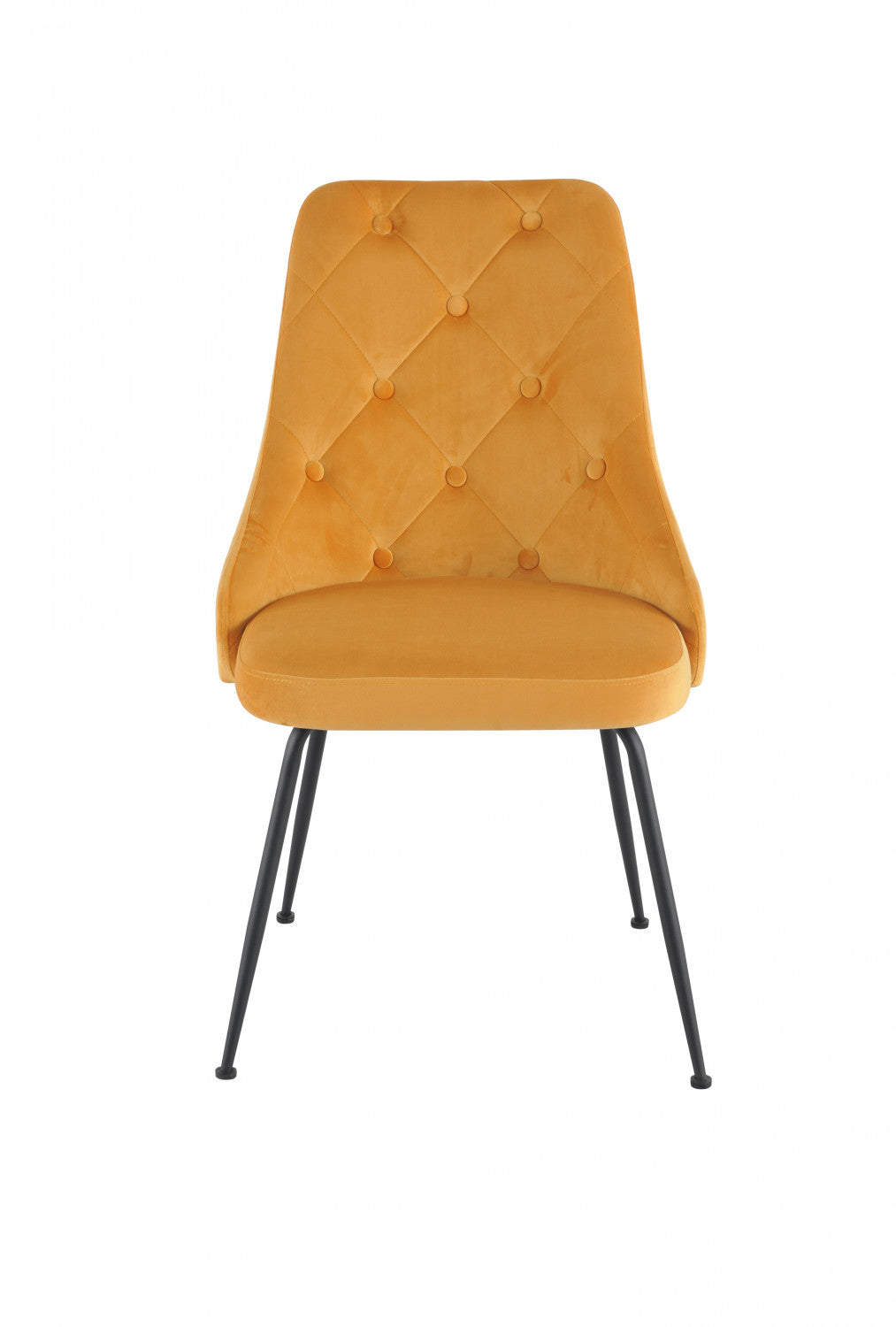 Peacock Velvet Dining Chair - Mustard Yellow/Black - Set of Two