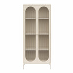 Luna Tall 2-Door Accent Cabinet with Fluted Glass - Parchment