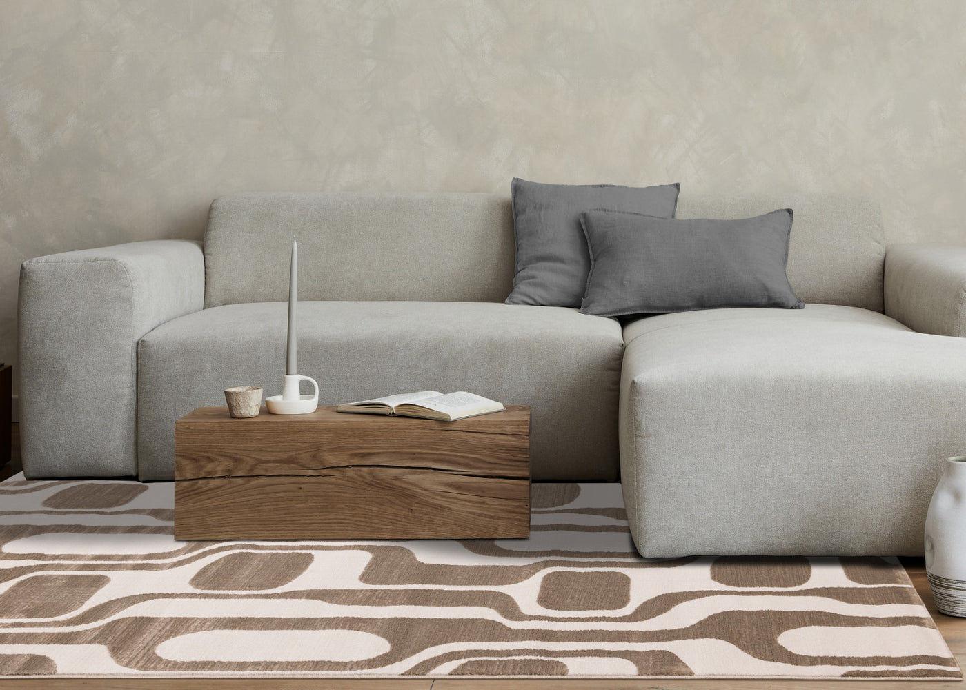 Logan Modern Area Rug - Brown Cream - 8' X 11'