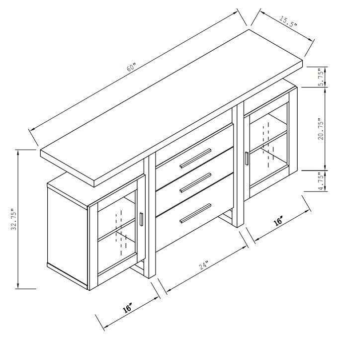Sybil Cabinet - Dark Taupe