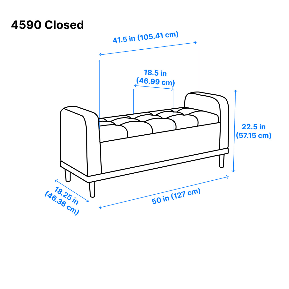 Elayne Ottoman Bench - Blue