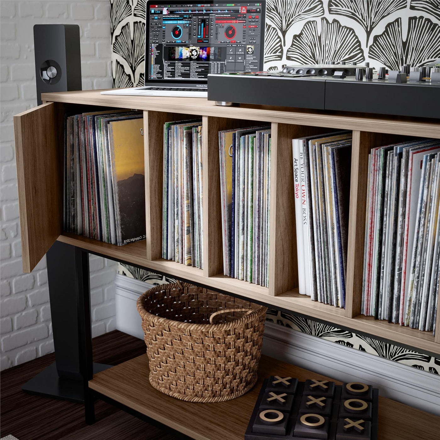 Cooper Media Credenza/DJ Stand - Walnut