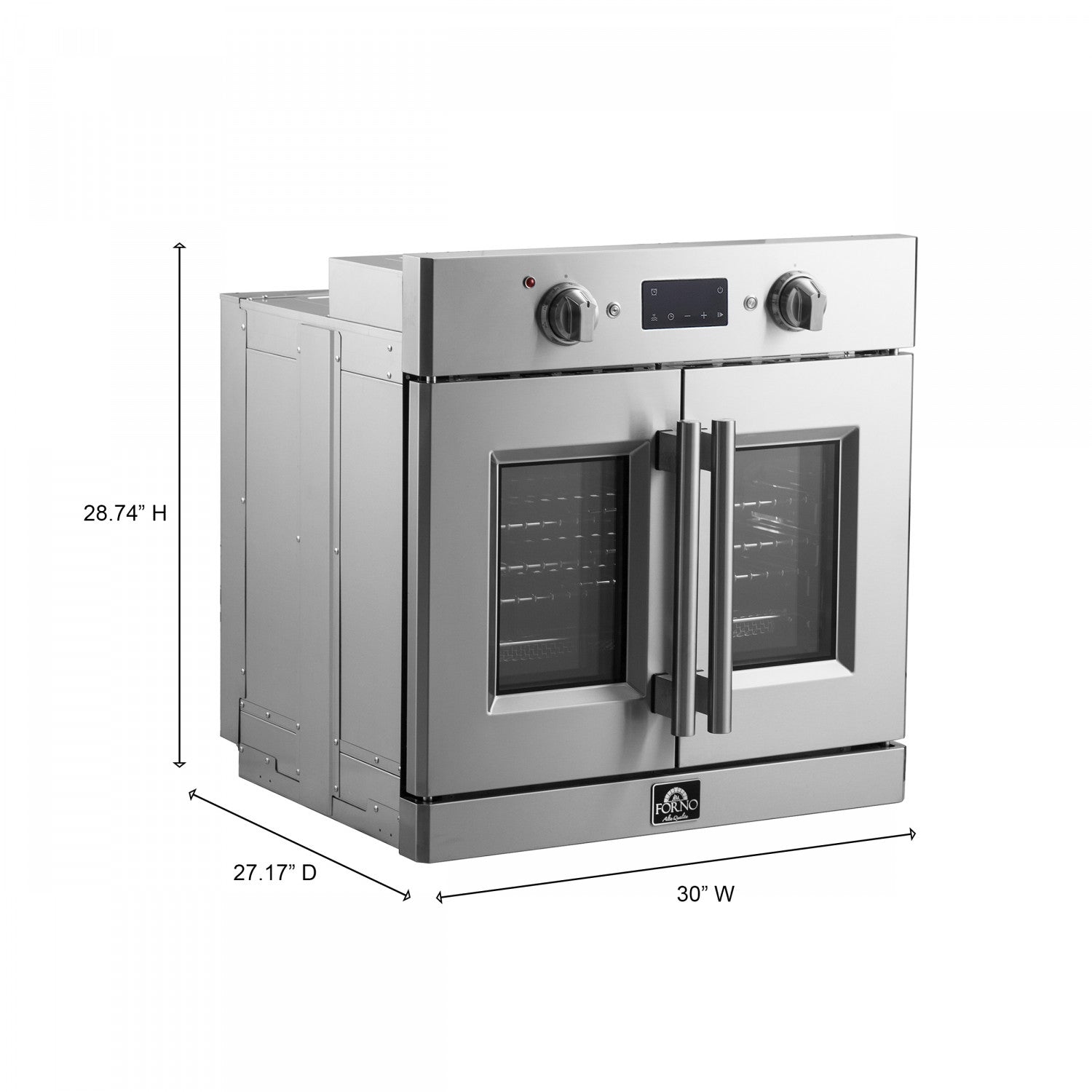 Forno Gallico Stainless Steel 30" French Door Electric Wall Oven with True Convection and Air Fry (3.68 Cu. Ft.) - FBOEL1371-30