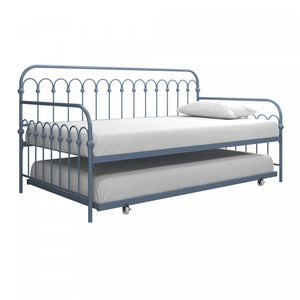 Novogratz Bright Pop Metal Twin Daybed with Trundle - Stone Blue