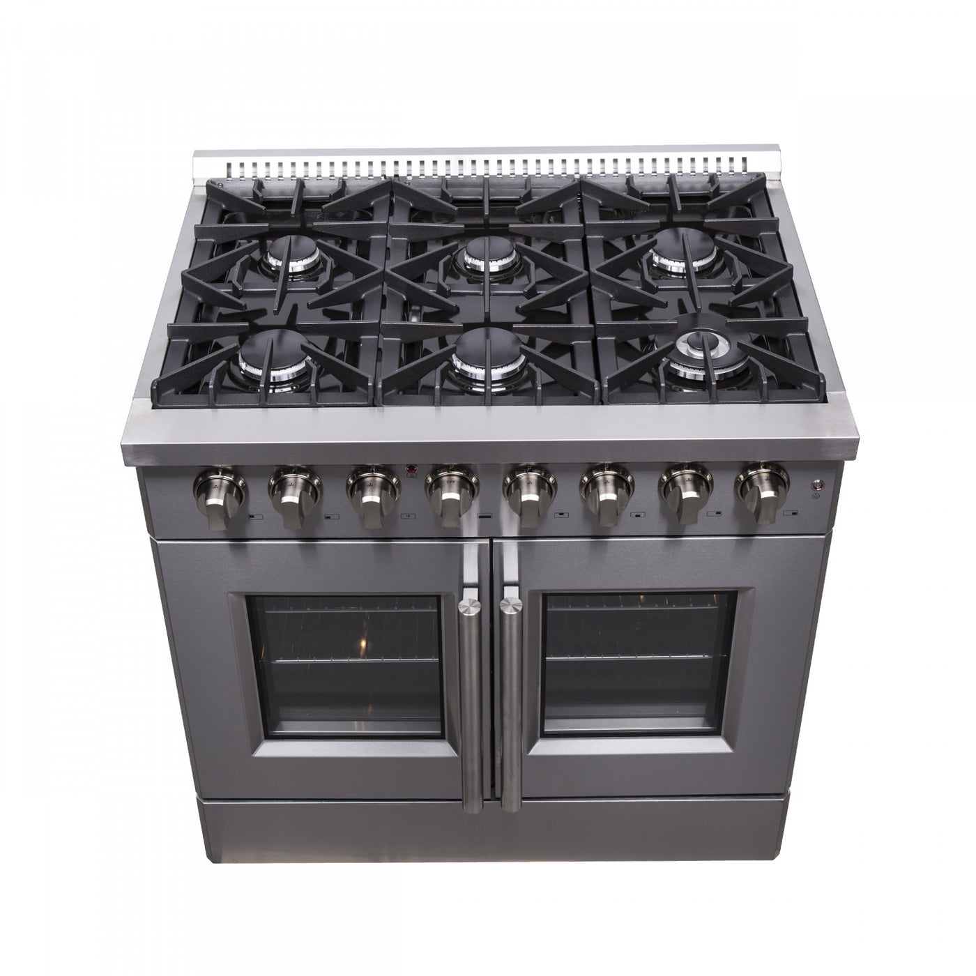 Forno Galiano 36" Stainless Steel French Door Dual Fuel Range with True Convection (5.36 Cu. Ft.) - FFSGS6356-36