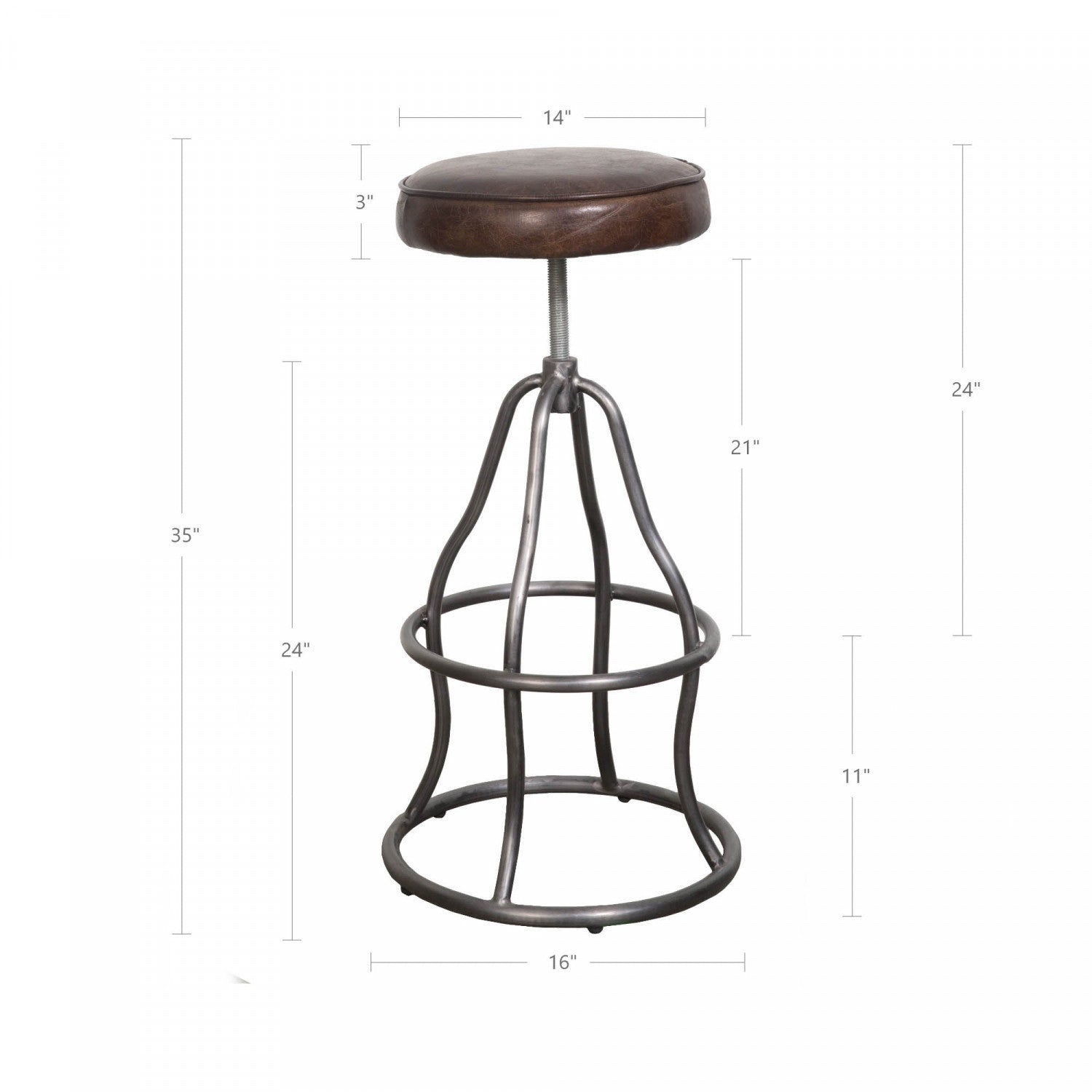 Maloe Leather Bar Stool - Vintage Brown