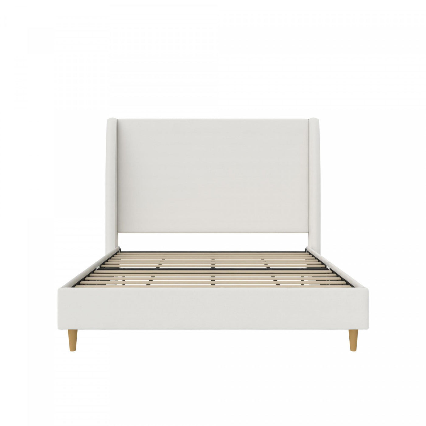 Tess Upholstered Wingback Queen Bed - Ivory Linen