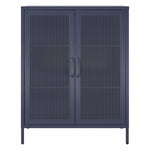 Channing 2 Door Storage Cabinet with Mesh Metal - Navy
