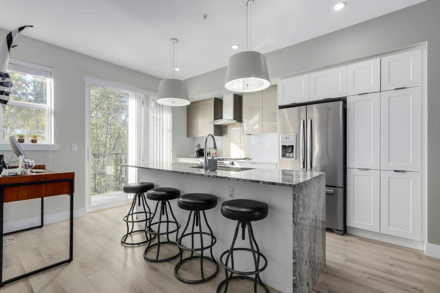 Maloe Leather Bar Stool - Black