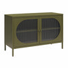 Luna Wide 2-Door Accent Cabinet with Fluted Glass - Olive Green
