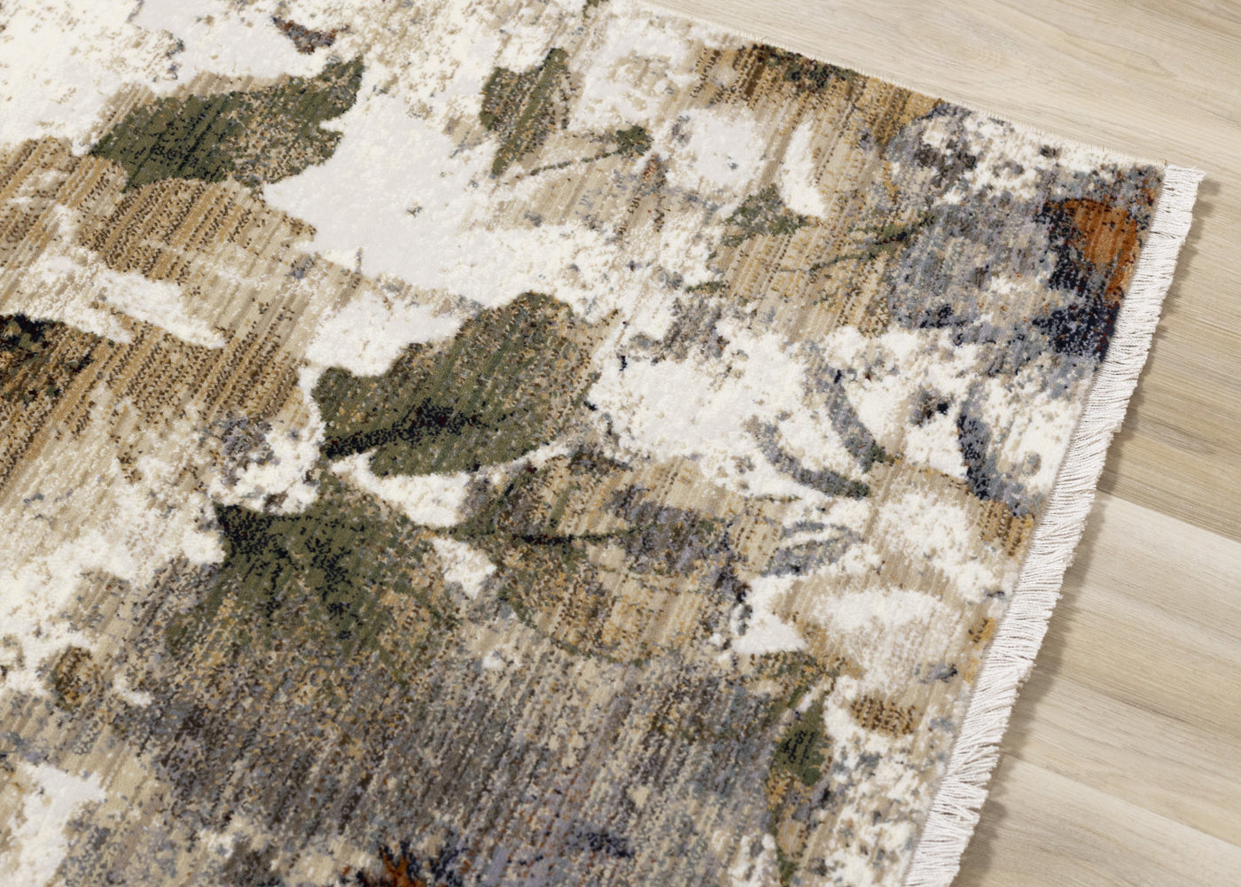 Sterling Contemporary Floral Area Rug - Cream Green Rust - 5' X 8'