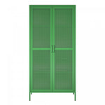 Channing Tall 2 Door Storage Cabinet with Mesh Metal - Kelly Green