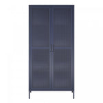 Channing Tall 2 Door Storage Cabinet with Mesh Metal - Navy