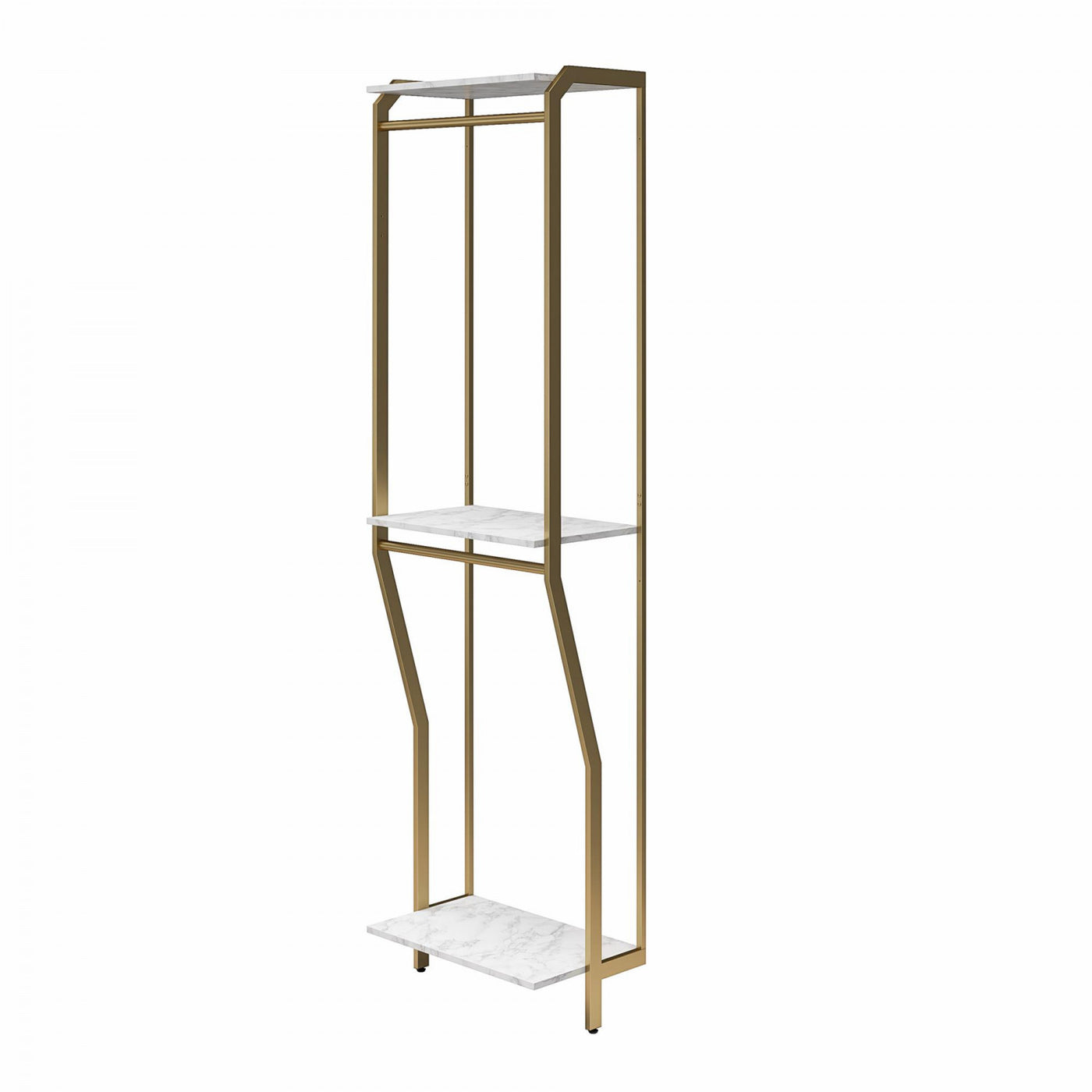 Gwyneth Closet with Hanging Rods - White Faux Marble/Golden Bronze